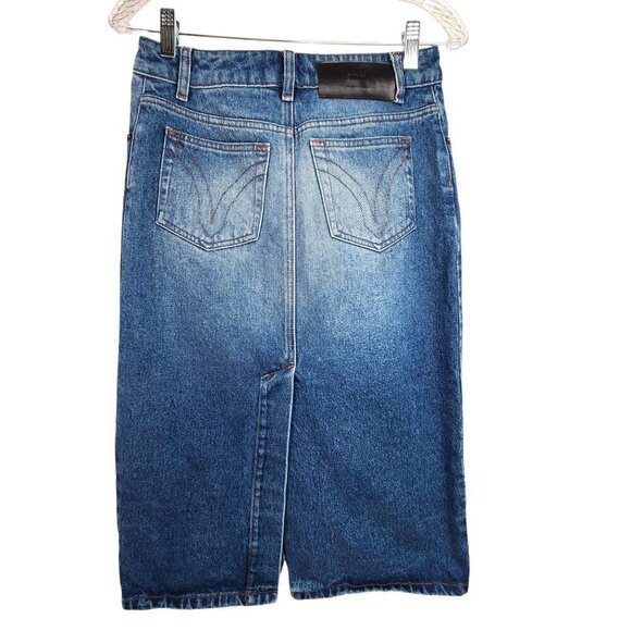 AMI Paris alexandre mattiussi Denim MiDi Designer Skirt - Picture 9 of 15